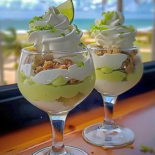 Delicious Key Lime Pie Cheesecake Piña Colada dessert with tropical toppings