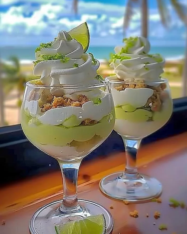 Delicious Key Lime Pie Cheesecake Piña Colada dessert with tropical toppings