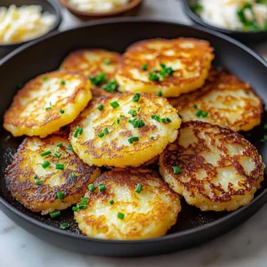 Korean Potato Cheese Pancakes served with dipping sauce