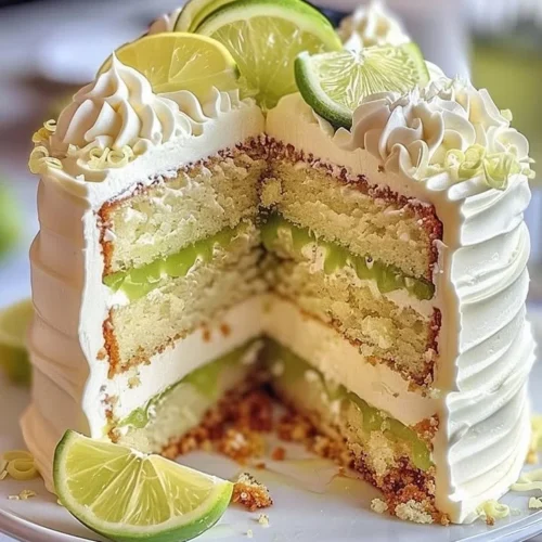 Delicious Lime Pie Layer Cake with vibrant lime frosting and layers