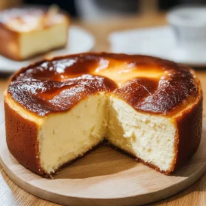 Loaf pan Basque cheesecake served on a plate, showcasing its rich texture and caramelized top.
