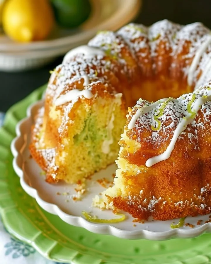 Luscious Lemon-Lime Infusion Cake with zesty lemon and lime flavors