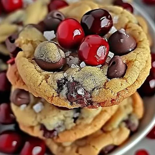 Delicious Maraschino Cherry Chocolate Chip Cookies on a plate