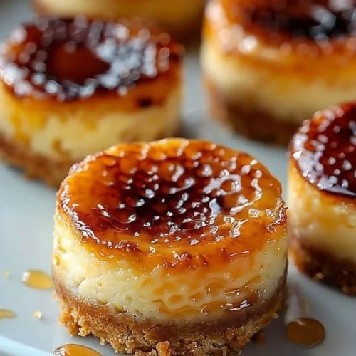 Mini Crème Brûlée Cheesecakes with caramelized sugar topping