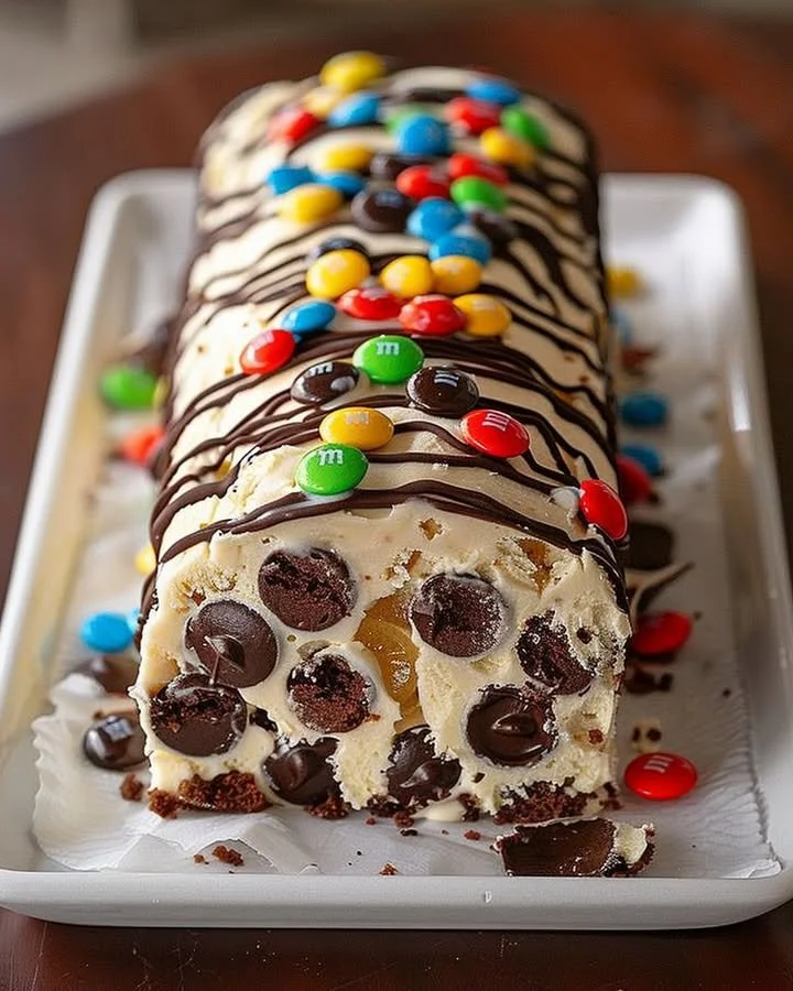M&M's Chocolate Chip Cookie Dough Ice Cream Cake Roll dessert image