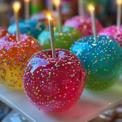 Neon Blast Jolly Rancher Candy Apples with colorful candy coating