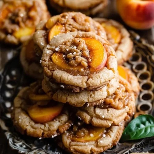 Delicious homemade Peach Cobbler Cookies on a plate