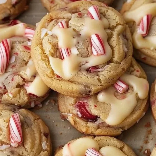 Peppermint cheesecake cookies decorated with festive toppings