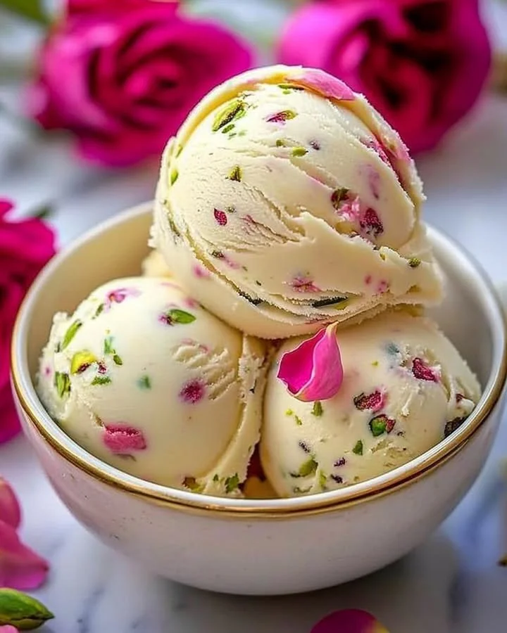 Delicious pistachio cheesecake ice cream in a dessert bowl