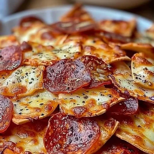 Quick and easy 2-ingredient recipe for crispy pizza chips.