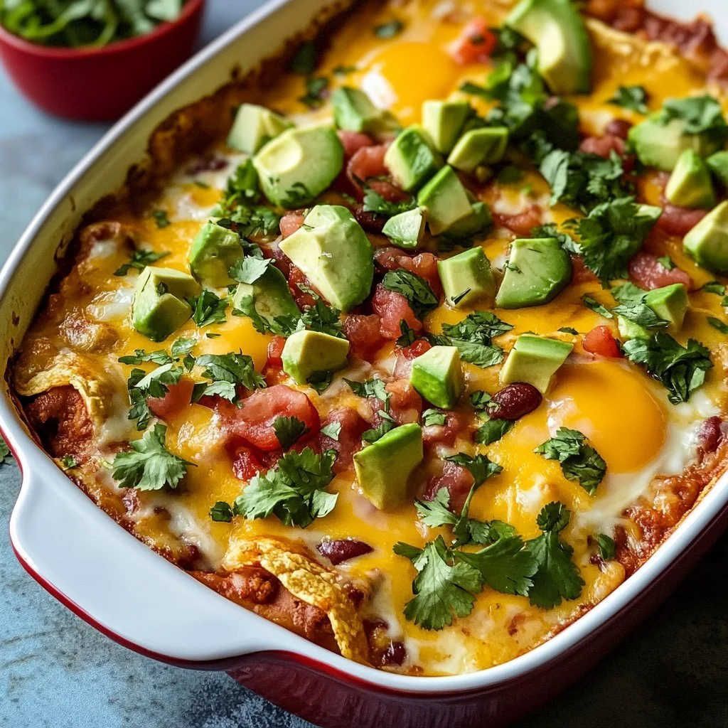 Delicious Ranch-Style Eggs Casserole topped with cheese and herbs