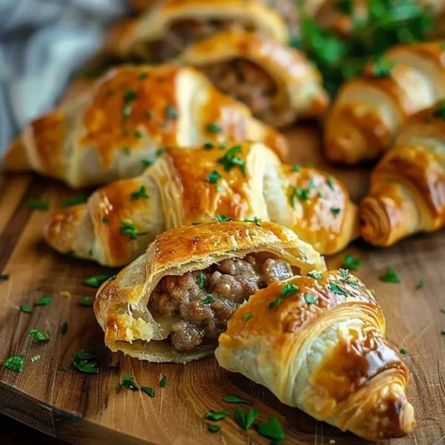 Savory Sausage Cream Cheese Crescents baked to golden perfection