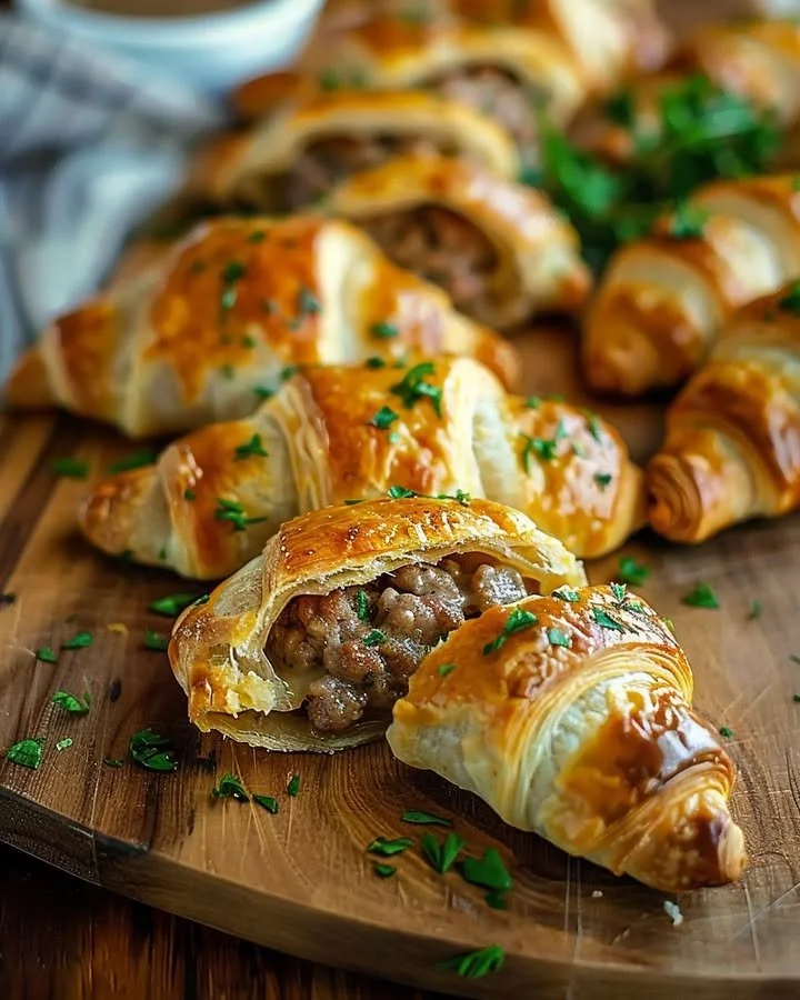 Savory Sausage Cream Cheese Crescents baked to golden perfection