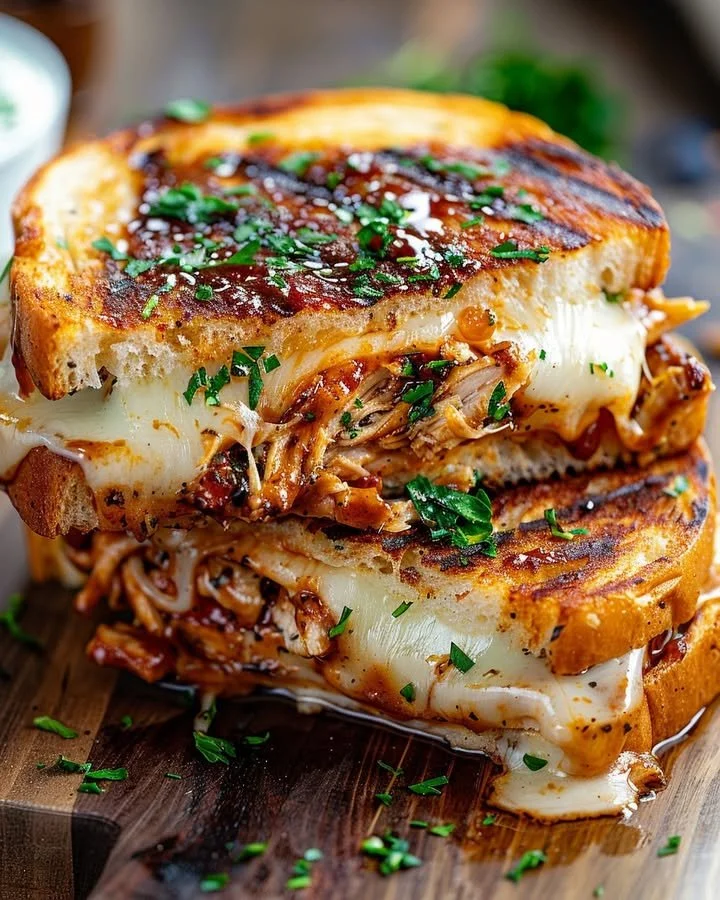 Smoky BBQ Chicken Meltdown served on a plate with fresh herbs and spices