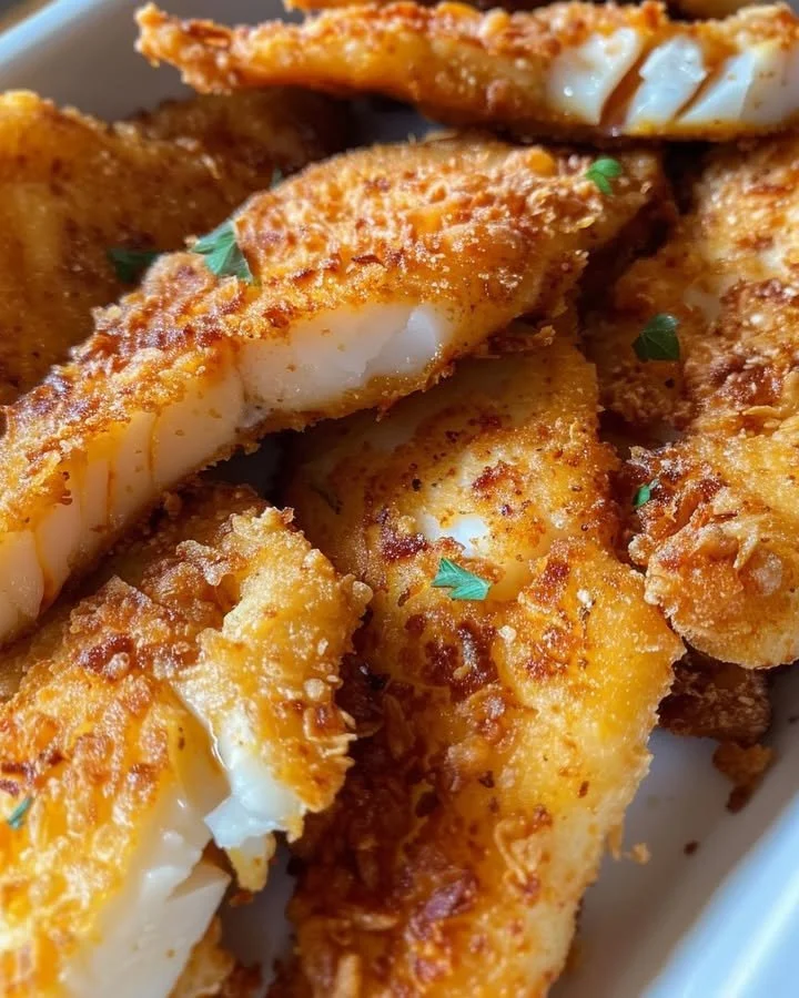 Spicy beer-battered crispy fried fish served with lemon and tartar sauce