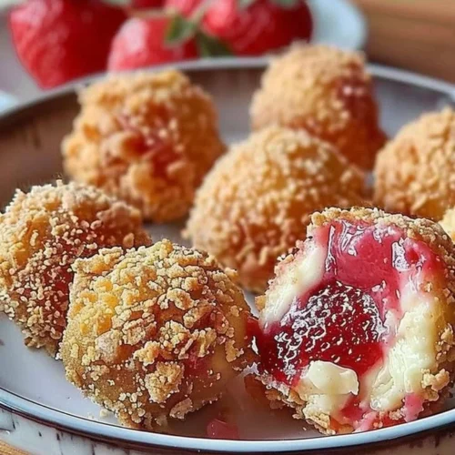 Delicious Strawberry Cheesecake Crunch Bites ready to be enjoyed