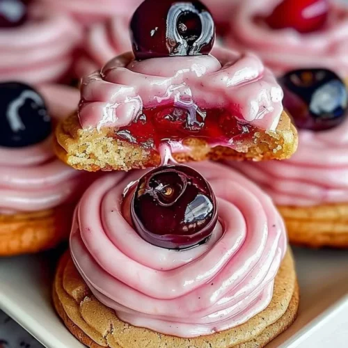 Delicious Strawberry Frosted Cherry Cookies on a plate