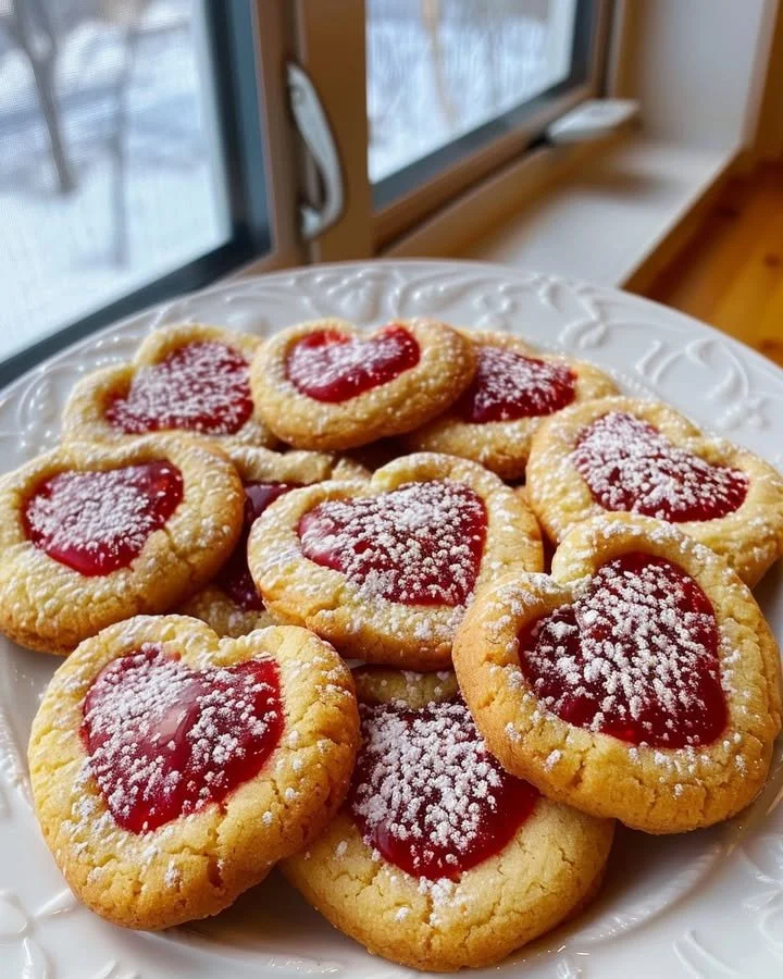 Strawberry kiss cookies garnished with fresh strawberries and chocolate
