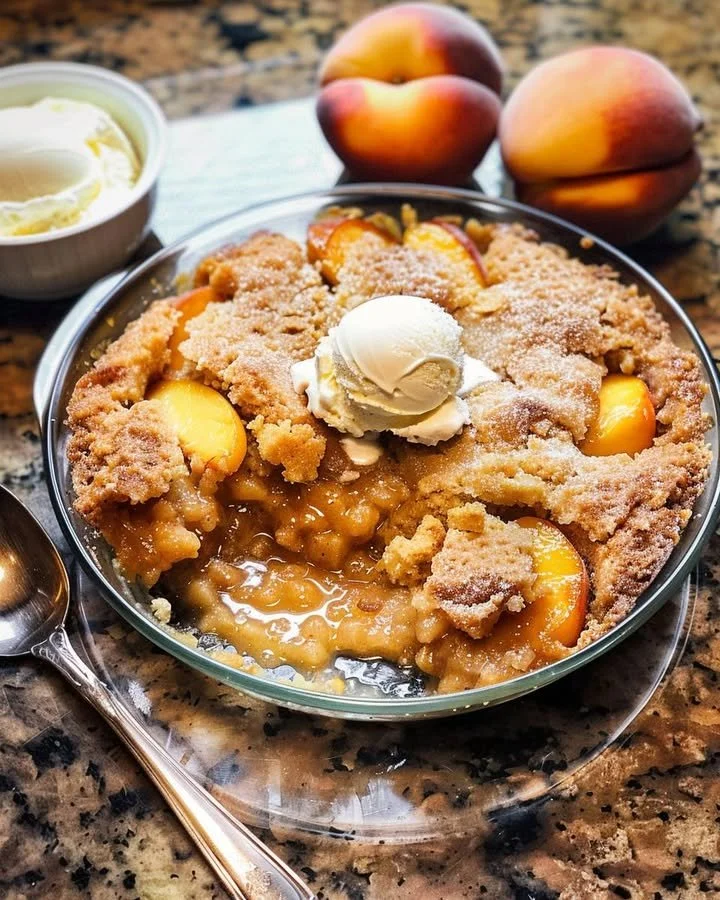A delicious bowl of Summer Peach Delight featuring fresh, ripe peaches.