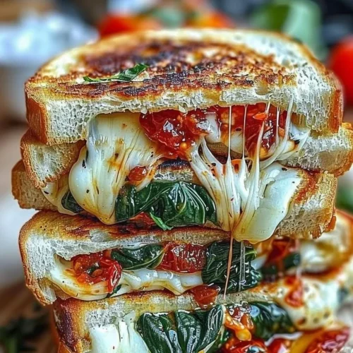 Sun-Dried Tomato, Spinach, and Ricotta Grilled Cheese sandwich