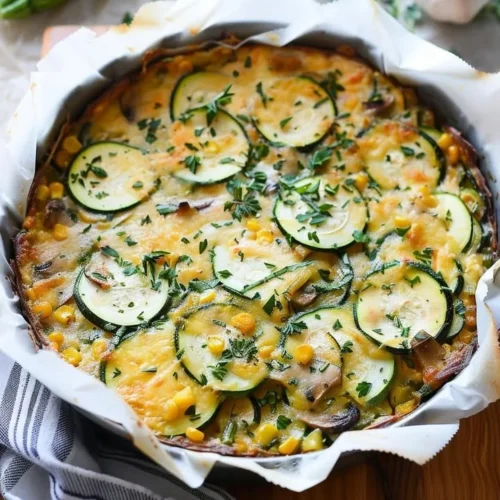 Delicious sweet corn and zucchini pie fresh out of the oven
