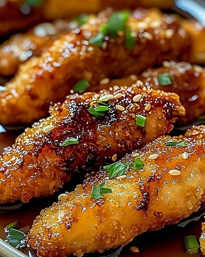 Sweet and savory honey garlic chicken tenders cooked in an air fryer