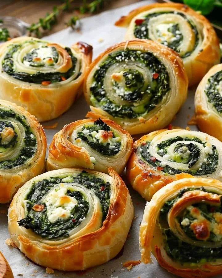Plate of delicious spinach pinwheels filled with cream cheese and herbs