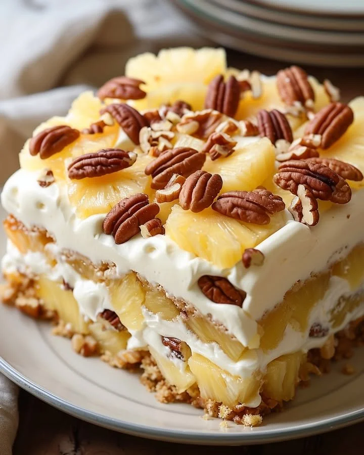 Delicious Tropical Pineapple Dream Cake with tropical fruits and creamy frosting