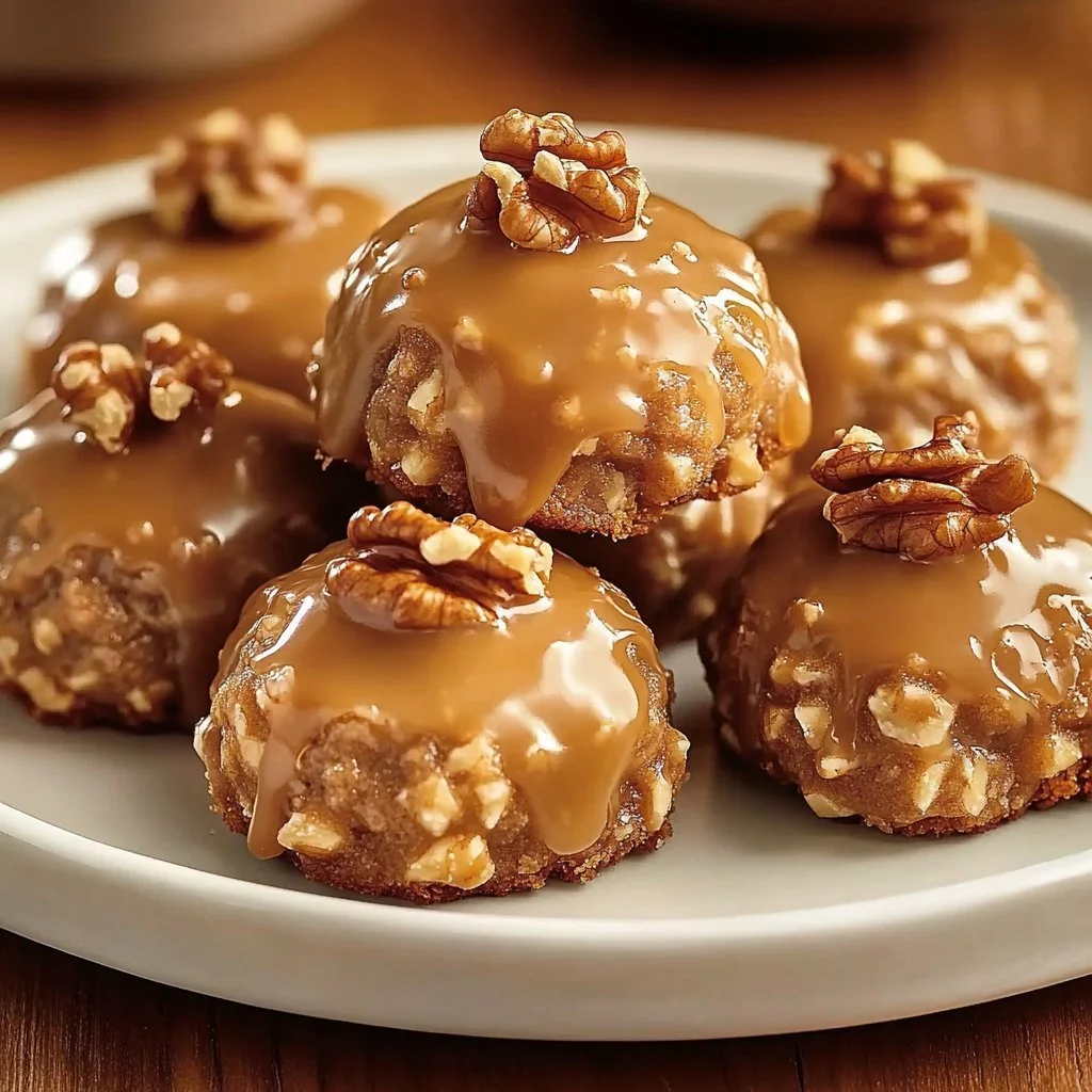 Delicious walnut cookie pralines with a crunchy walnut topping